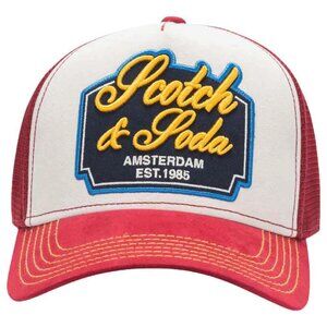 BNWT SCOTCH & SODA ARENA ADJUSTABLE TRUCKER CAP HAT RED OSFA